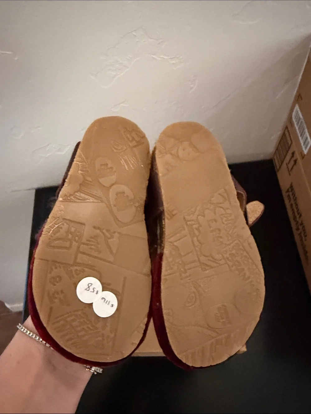 Pepe Jeans Burgundy Velvet Front-Strap Baby Sandals